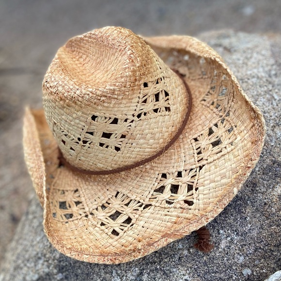 Straw Cowboy Hat ⭐️NWT Brown Band Saddleback Hats - Picture 9 of 13
